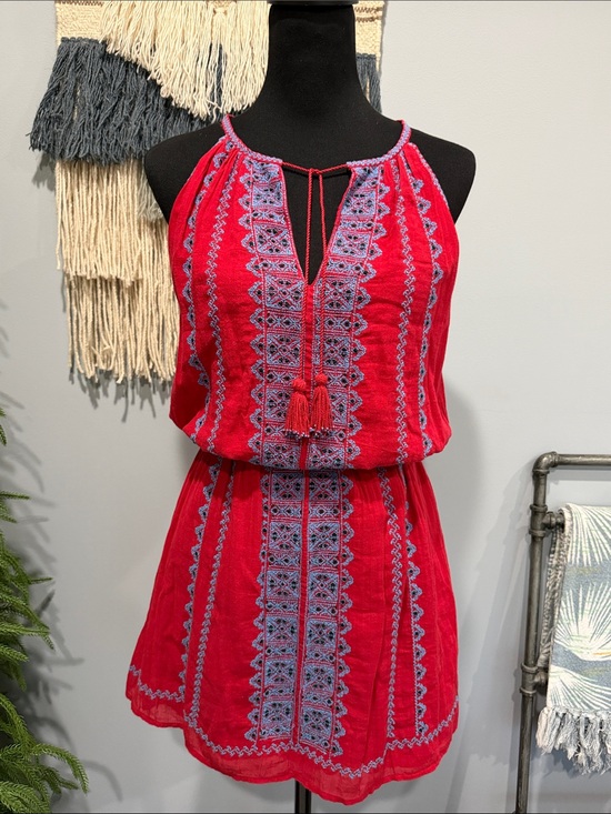 Joie Dresses & Skirts - Joie Embroidered Boho Mini Dress Muted Red Size Small